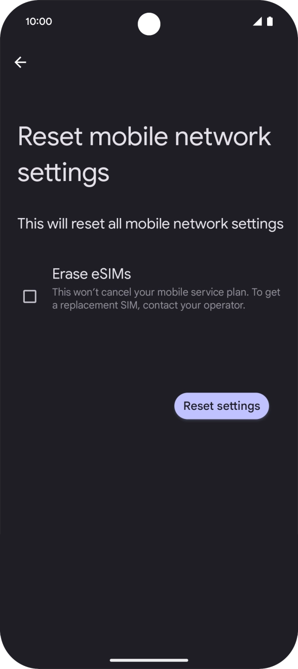 Press Reset settings.