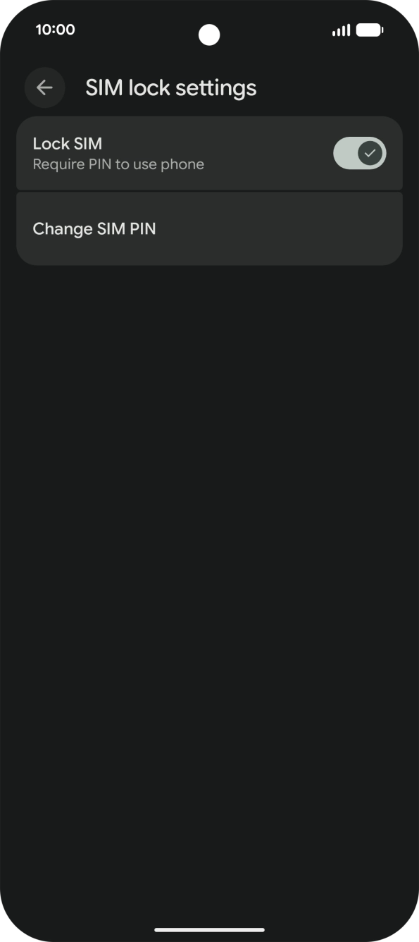 Press the indicator next to 'Lock SIM' to turn the function on or off.