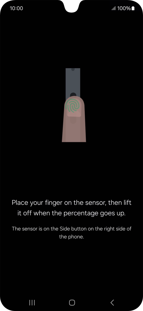 Follow the instructions on the screen to create the lock code using your fingerprint. Follow the instructions on the screen to create the lock code using your fingerprint.