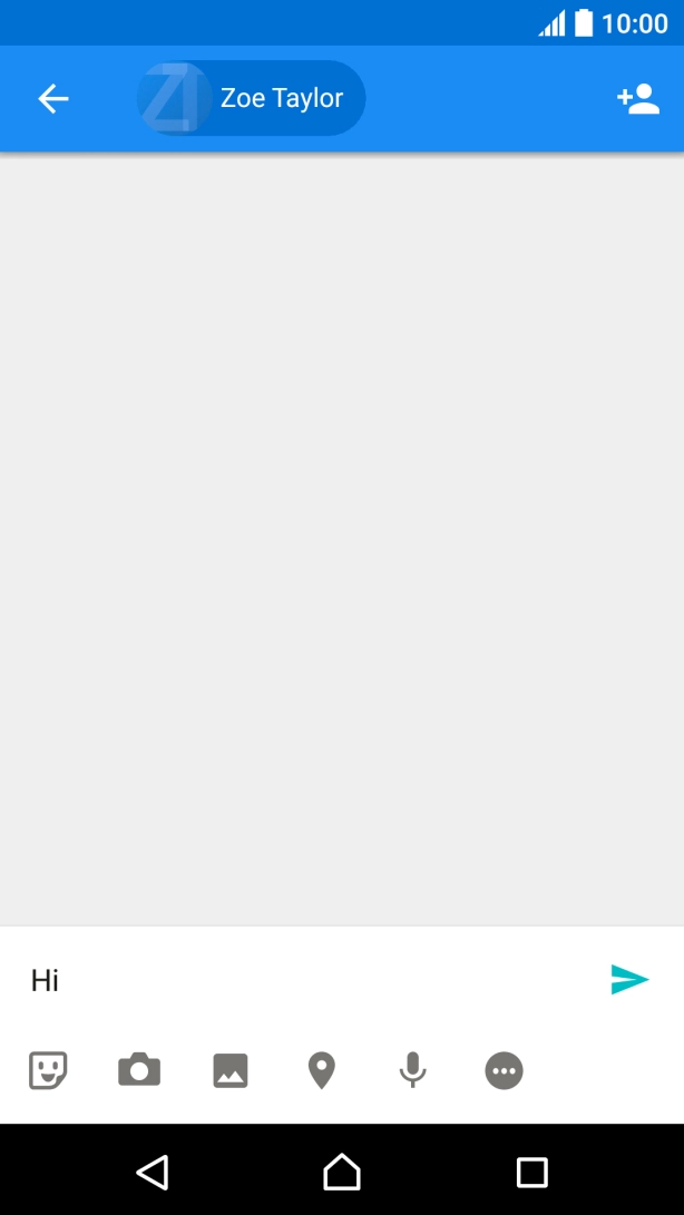 Press the send icon when you've finished your text message. Press the send icon when you've finished your text message.
