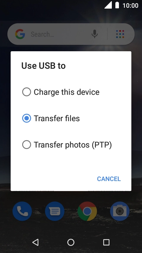 Press Transfer files. Press Transfer files.