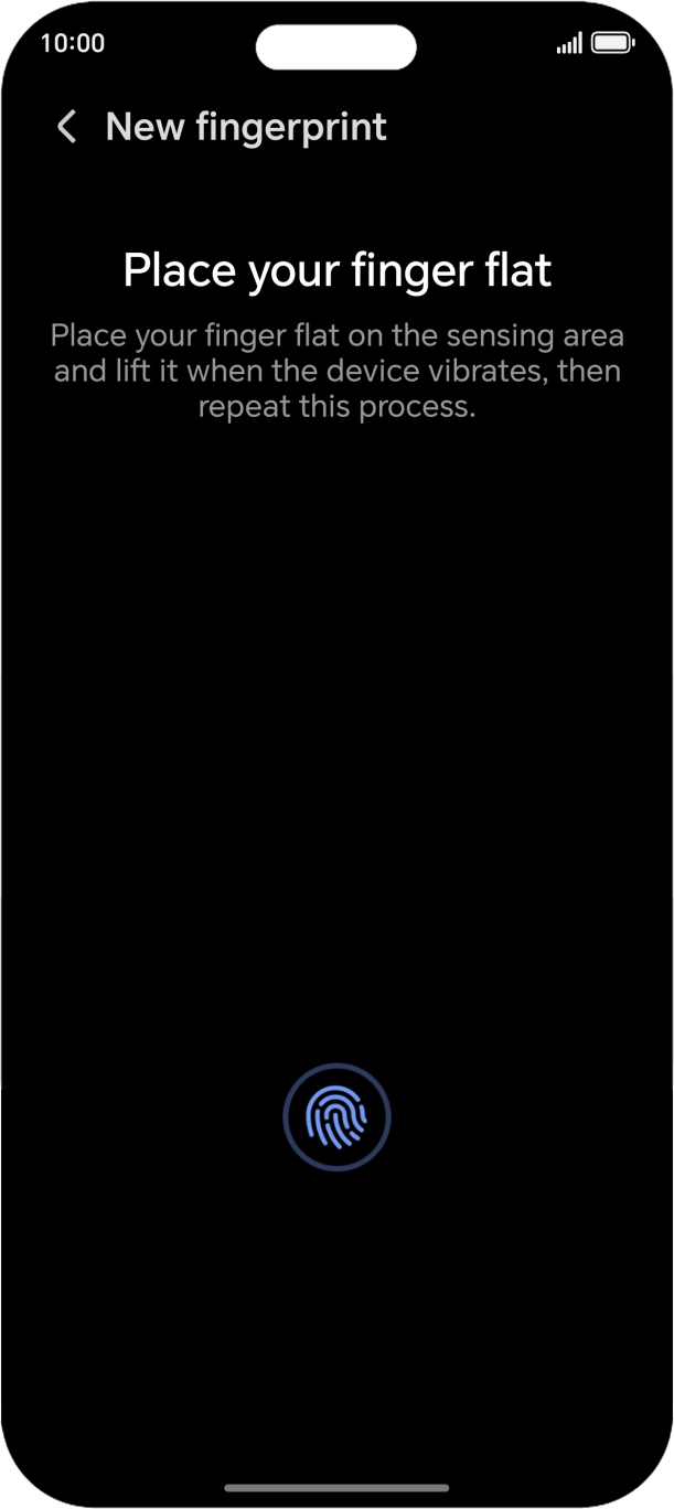Follow the instructions on the screen to create the lock code using your fingerprint. Follow the instructions on the screen to create the lock code using your fingerprint.