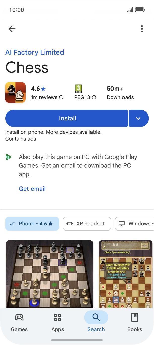 Press Install and follow the instructions on the screen to install the app.