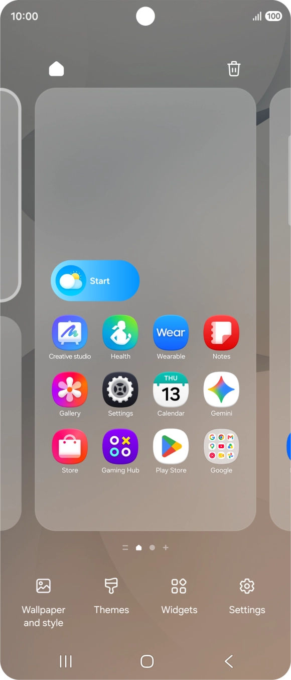 Press the required setting and follow the instructions on the screen to personalise the appearance of the home screen.