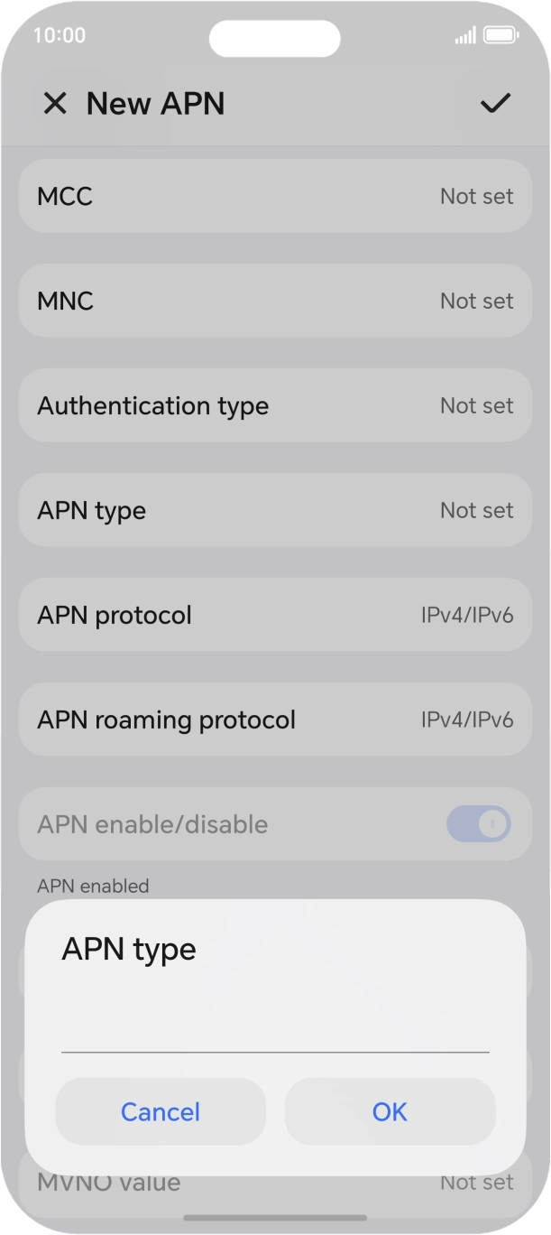 Key in default and press OK.