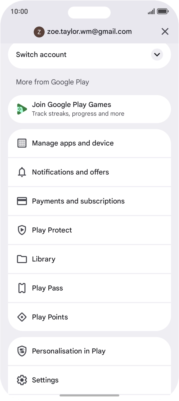 Press Manage apps and device.