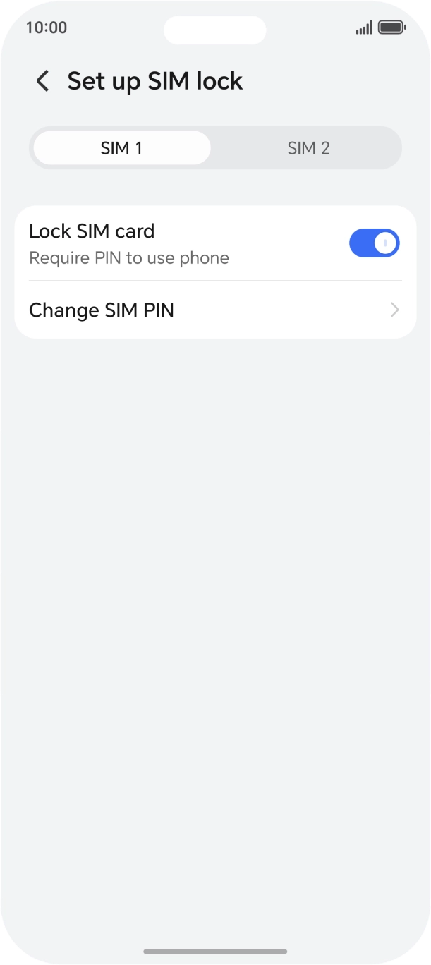 Press the indicator next to 'Lock SIM card' to turn the function on or off.