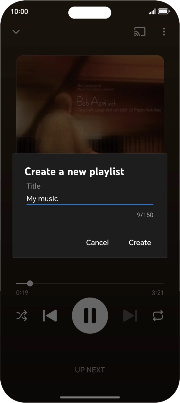Key in a name for the playlist and press Create.