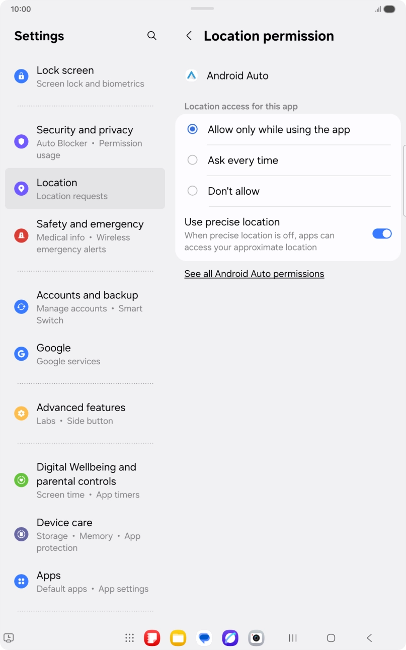 Press the required setting. Press the required setting.