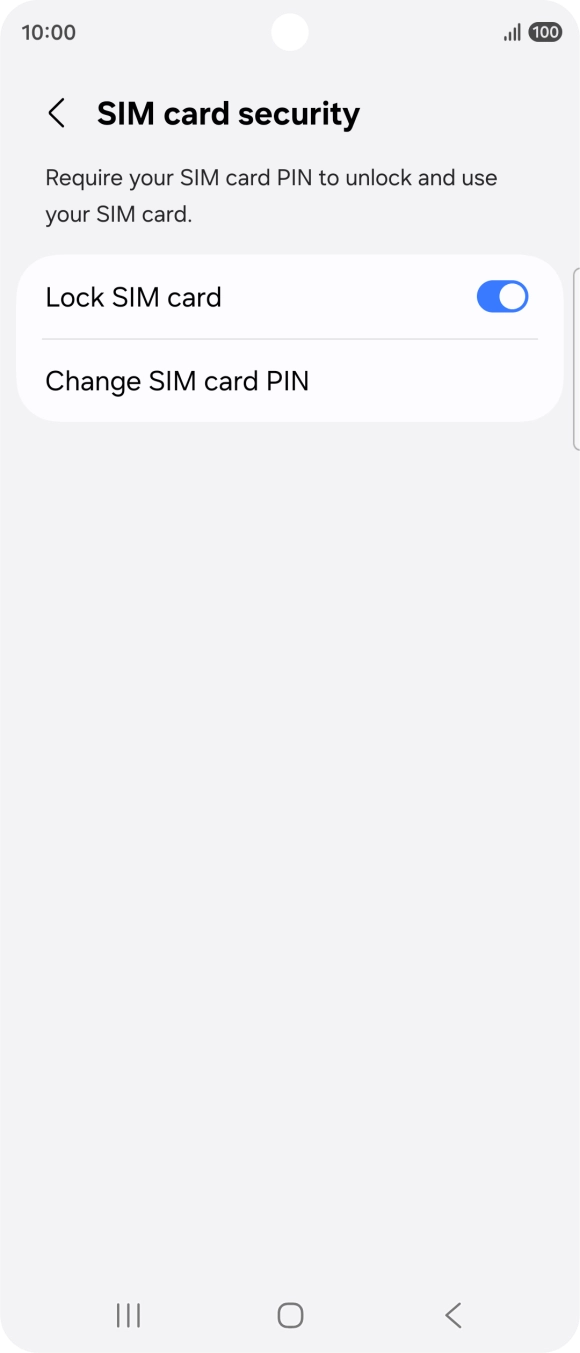 Press the indicator next to 'Lock SIM card' to turn the function on or off.
