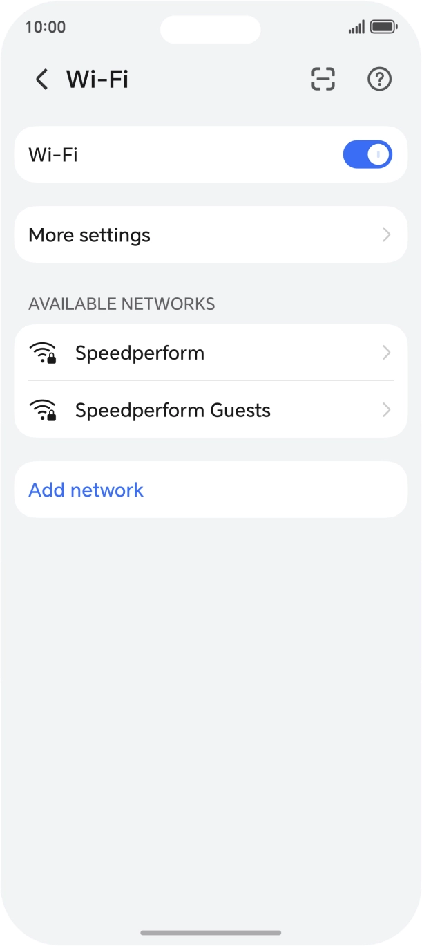 Press the required WiFi network.