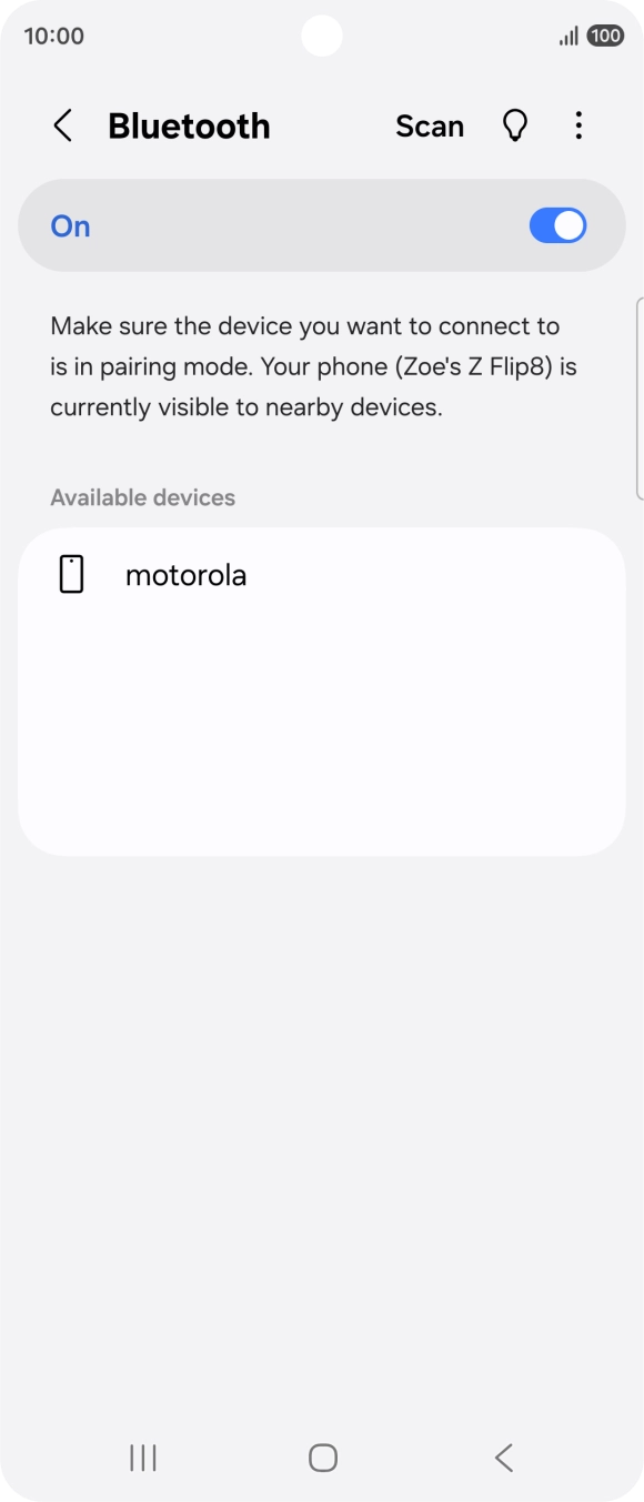 Press the required Bluetooth device and follow the instructions on the screen to pair the device with your phone.