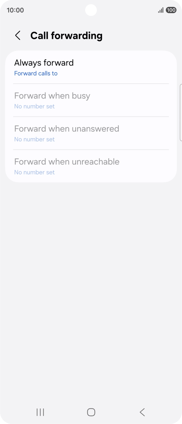 Press the required divert type.