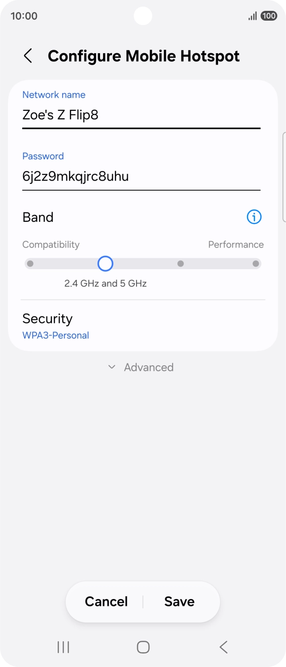 Press the field below 'Password' and key in the required password.