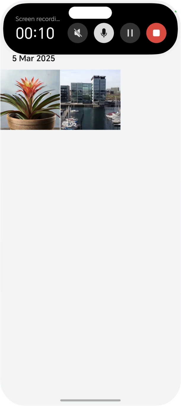 Press the stop icon to stop the recording.