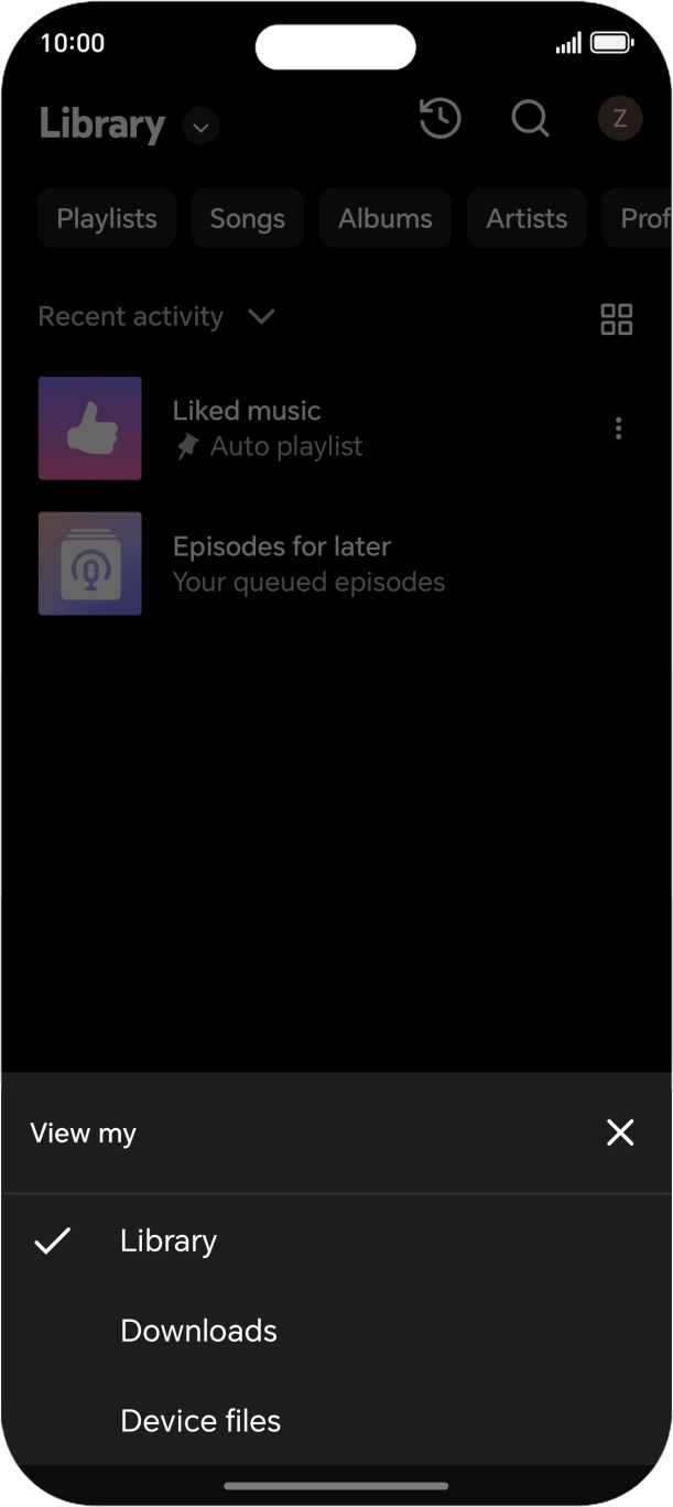 Press the required category and go to the required audio file.