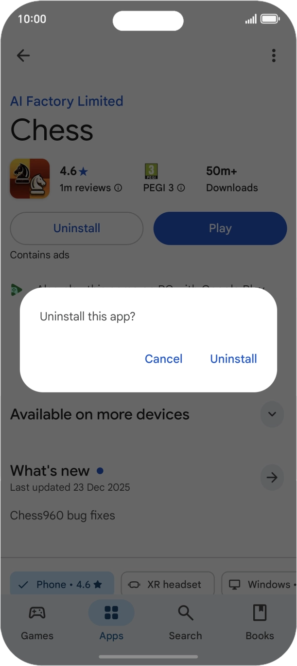 Press Uninstall.