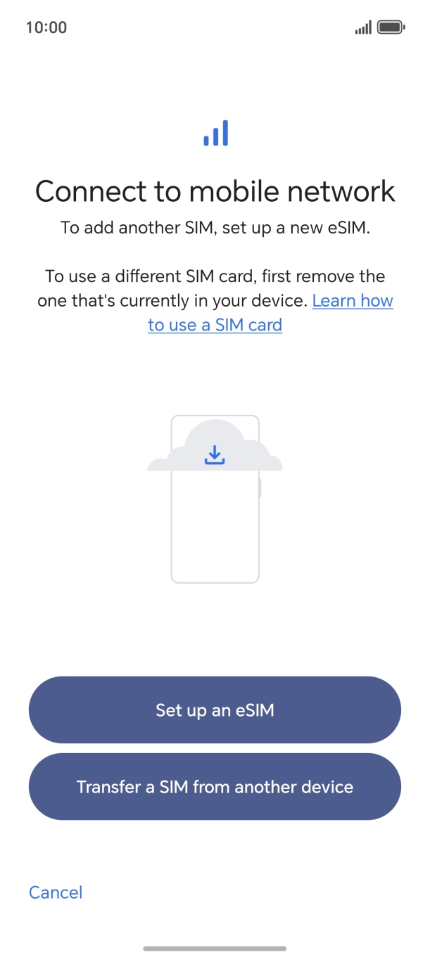 Press Set up an eSIM.