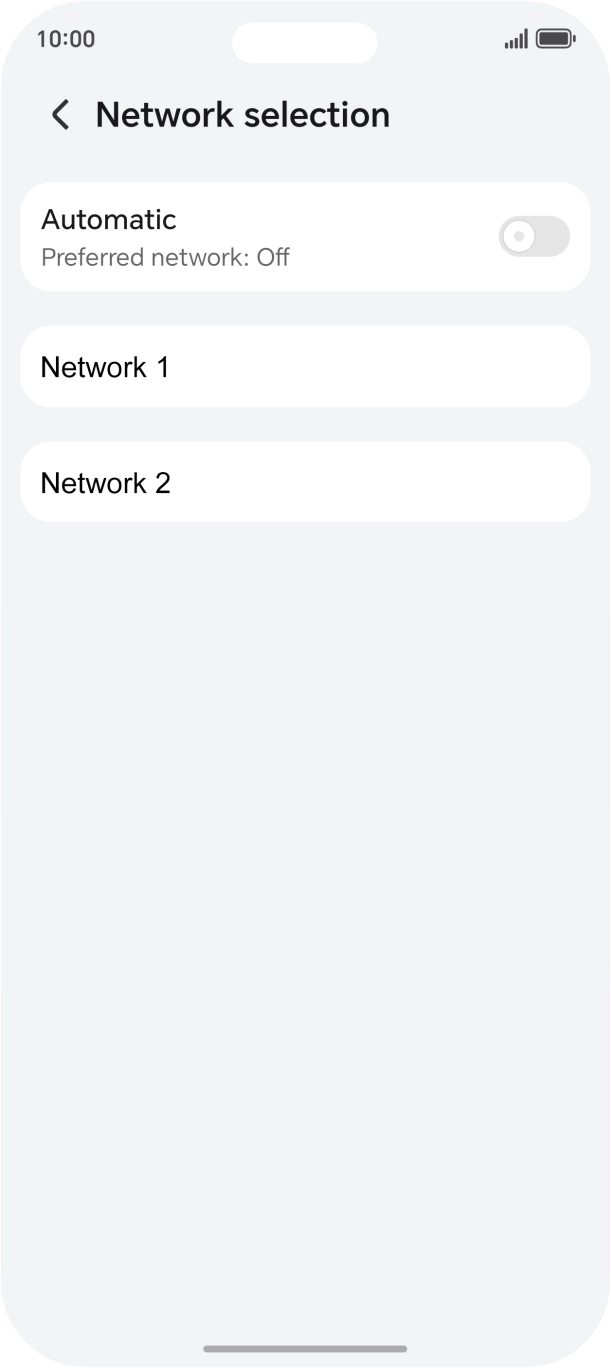 Press the required network. Press the required network.