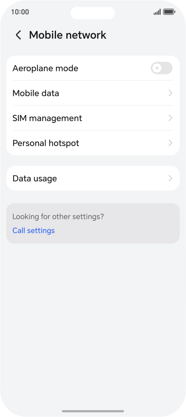 Press Mobile data. Press Mobile data.