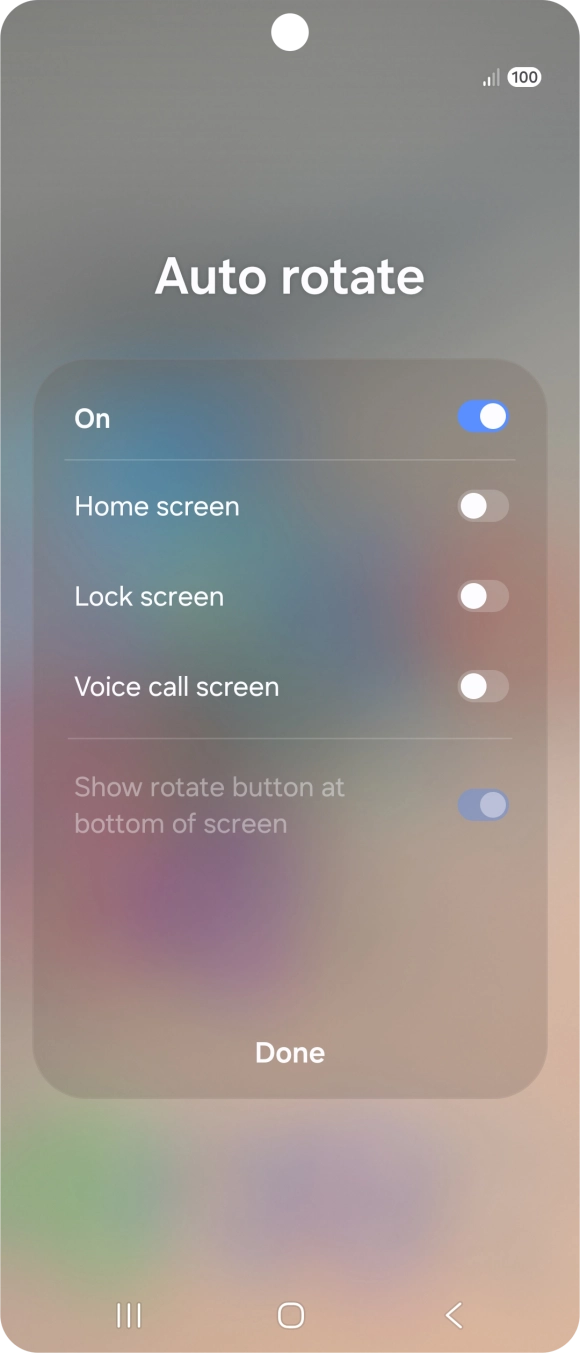 Press the indicators next to the required settings to turn them on or off.