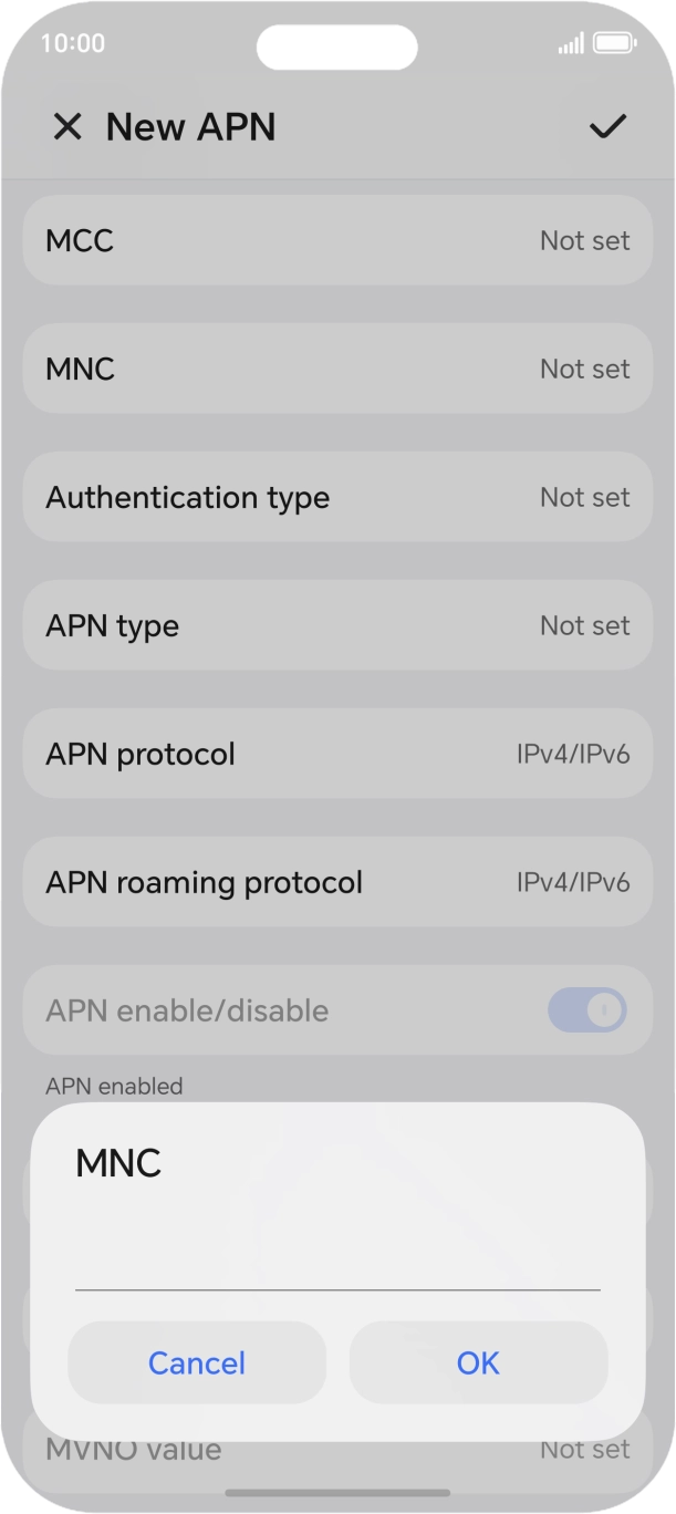 Key in 10 and press OK.