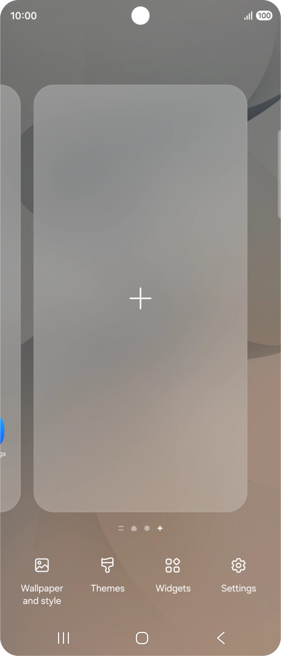 Press the add icon to add a home screen page.
