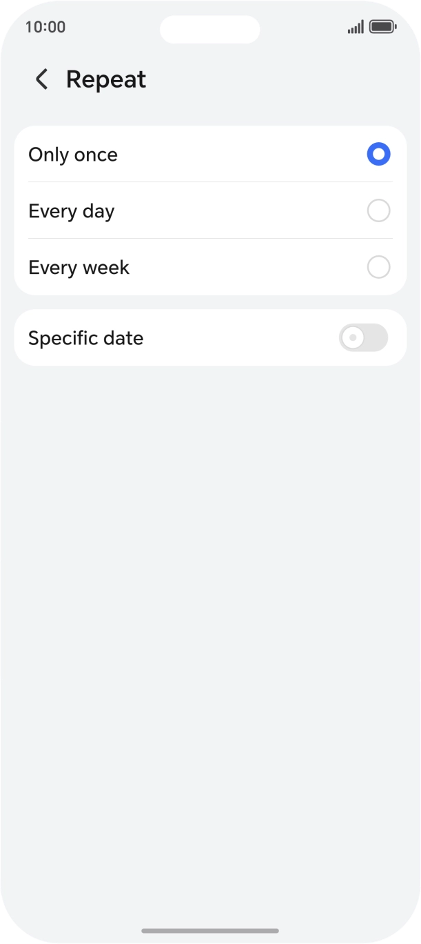 Press the required setting.