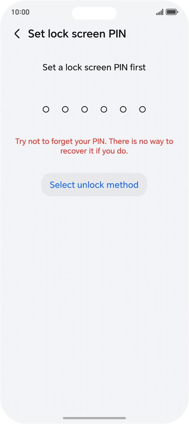 Press Select unlock method. Press Select unlock method.