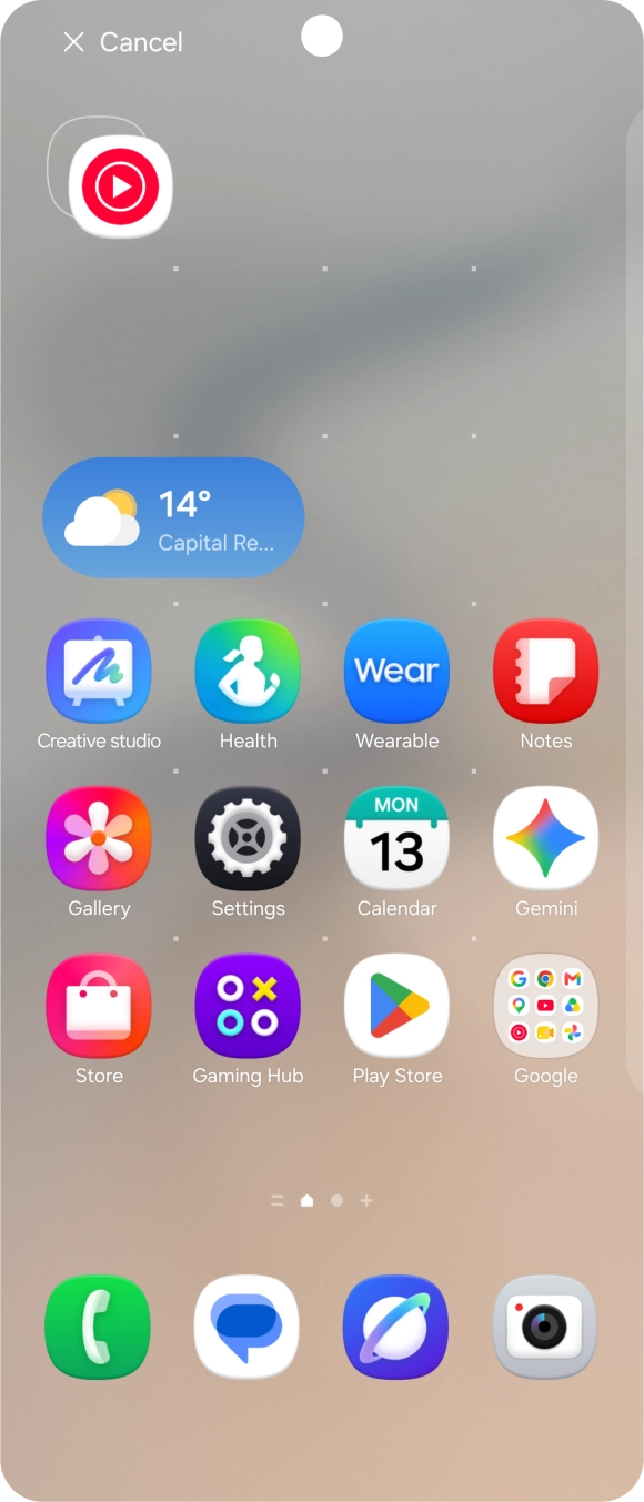 Drag the app icon to the required position on the home screen.