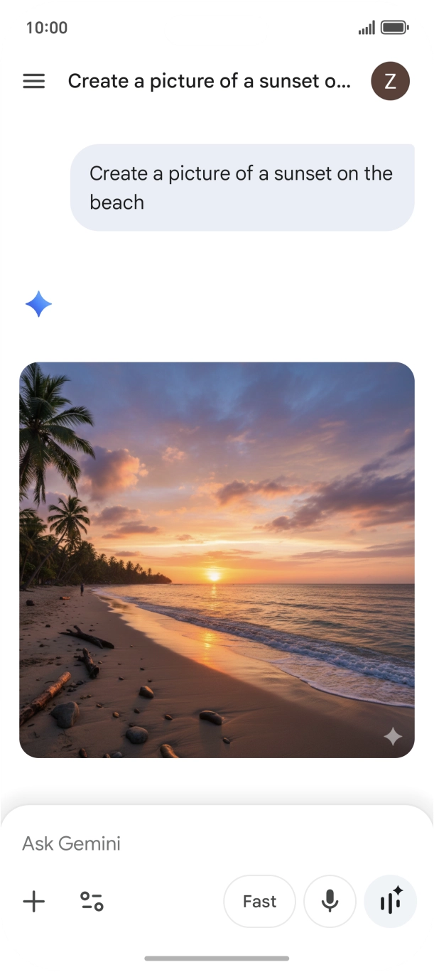 You can also ask Gemini to generate a picture based on your description. You can also ask Gemini to generate a picture based on your description.