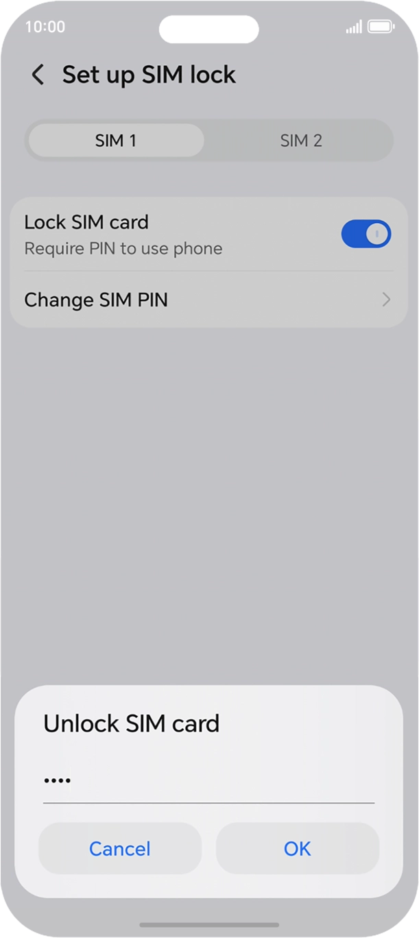 Key in your SIM PIN and press OK. The default SIM PIN is 0000.