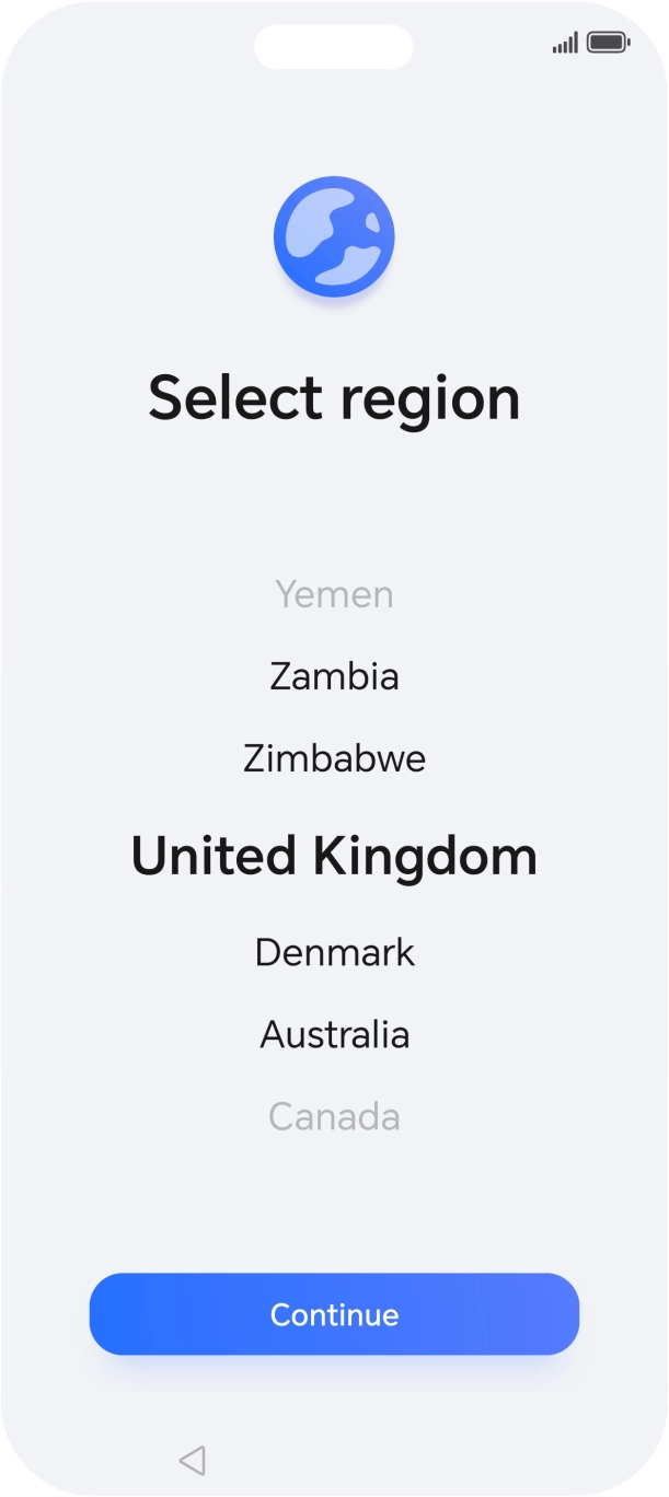 Press the required country or area.