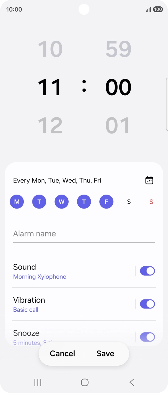 Press the indicator next to 'Sound' to turn on the alarm tone.