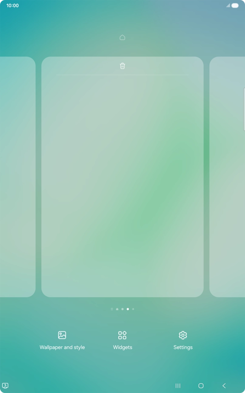 Press the remove icon to remove the home screen page.