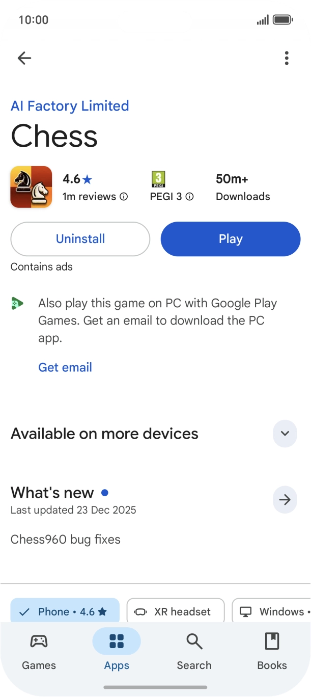 Press Uninstall.