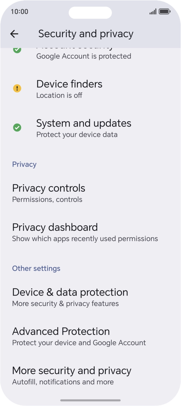 Press More security and privacy.