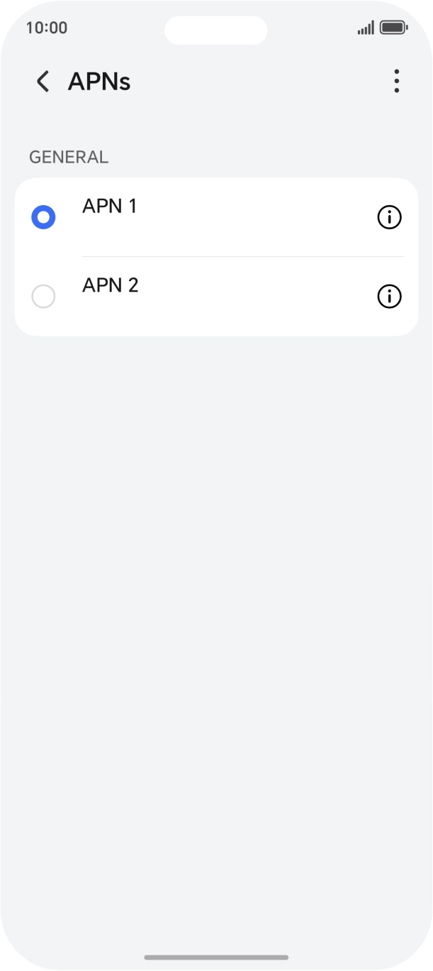 Press the field next to the data connection to activate it.