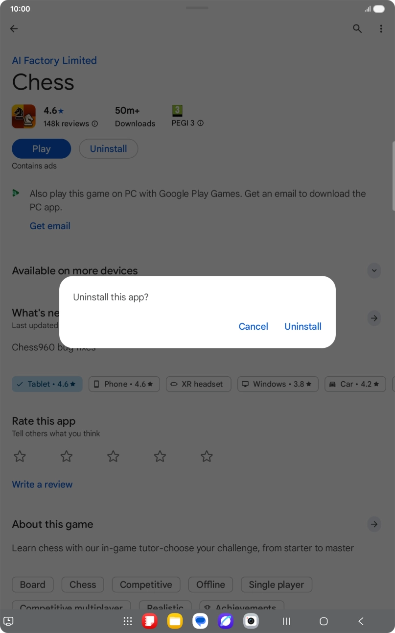 Press Uninstall.
