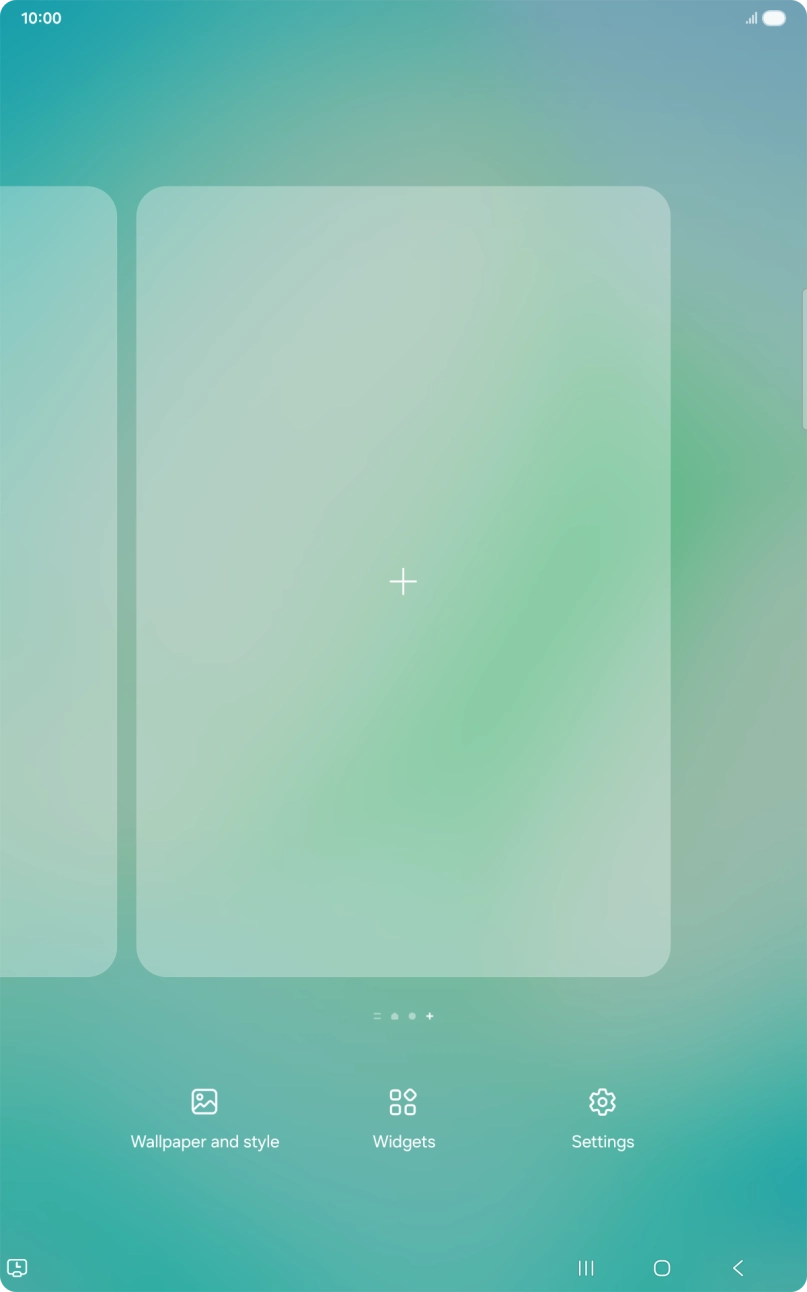 Press the add icon to add a home screen page.