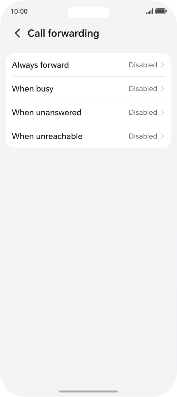 Press the required divert type. Press the required divert type.