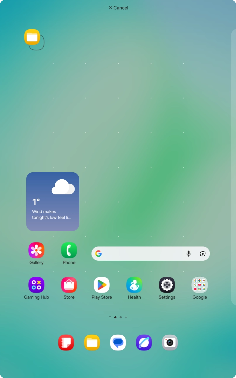 Drag the app icon to the required position on the home screen.