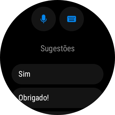 Prima o ícone de microfone e siga as indicações no ecrã para ditar e enviar a resposta pretendida.