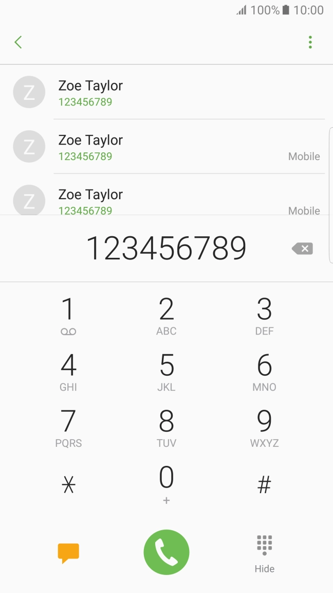 Key in the required number and press the call icon.