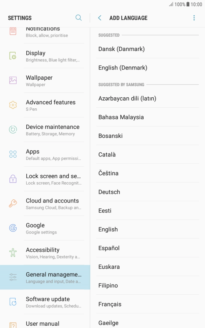 Press the required language.