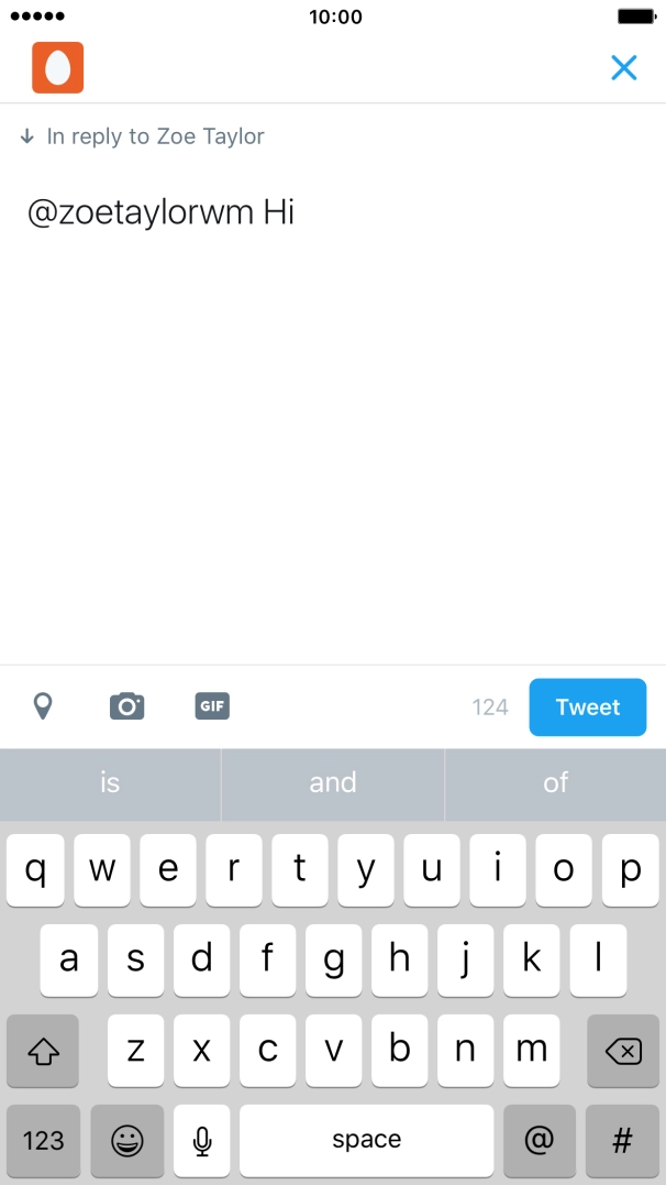 Write the required reply and press Tweet.