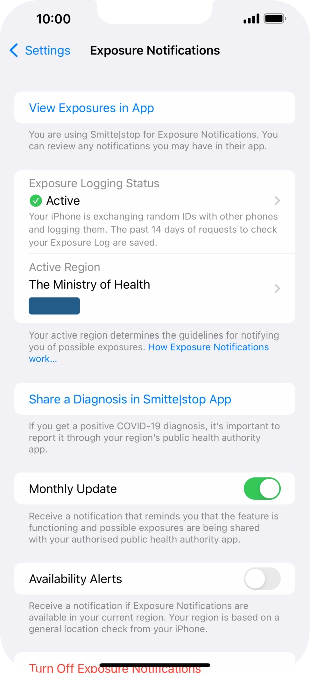 Press Exposure Logging Status.