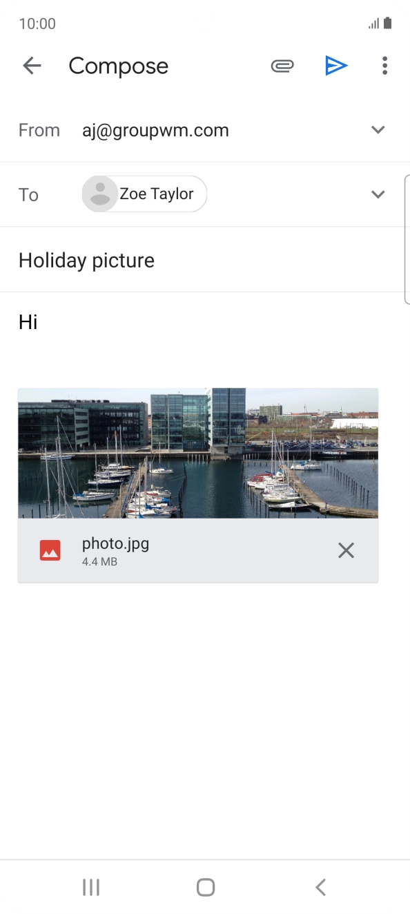 Press the send icon when you've finished your email.