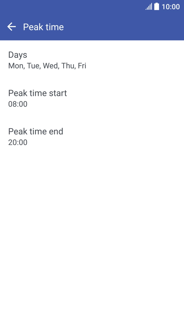 Press the required setting.