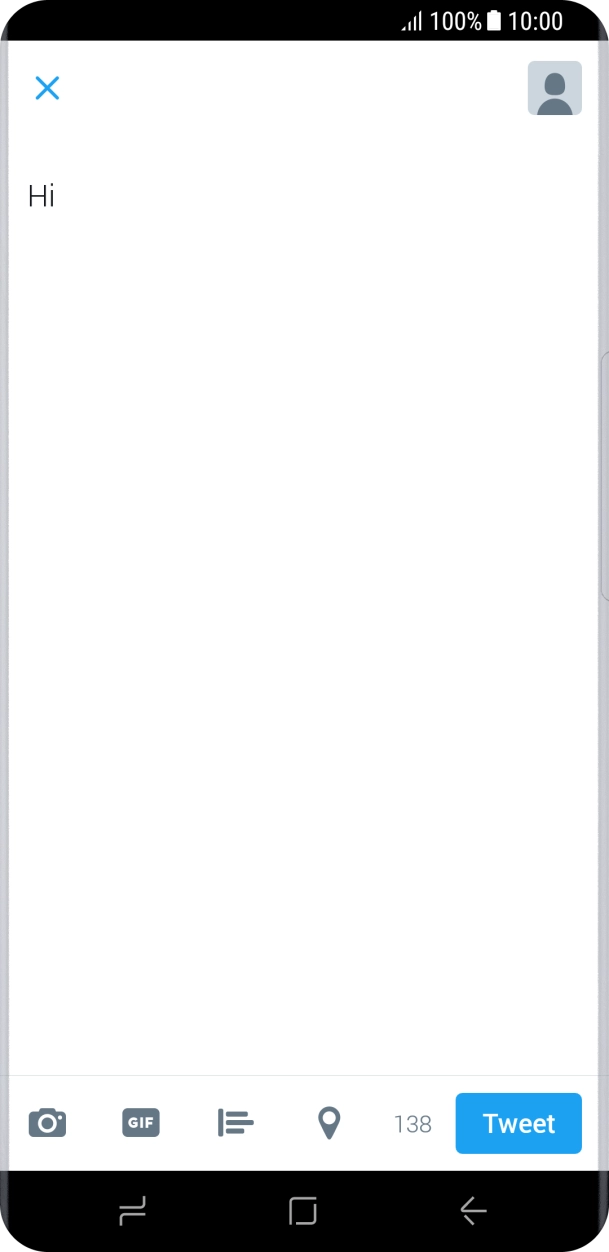 Write the required text and press Tweet.
